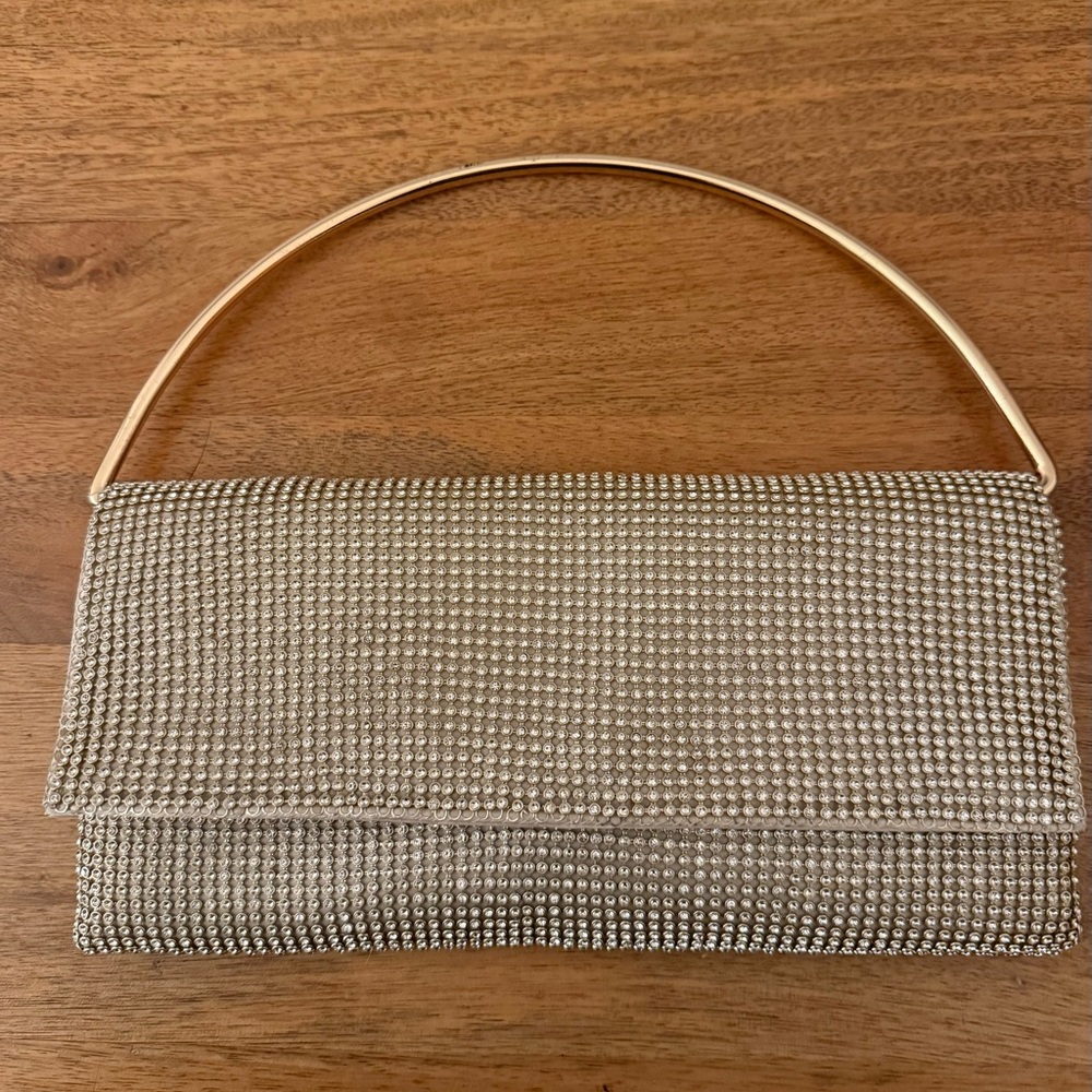 Jessica Mcclintock Isa Rhinestone Clutch in Gold